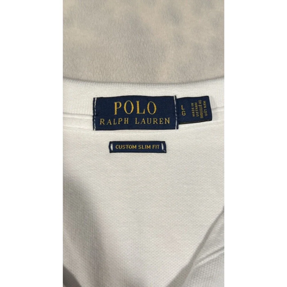 Polo Ralph Lauren Custom Fit American Flag Logo White Polo Size L Golf Casual